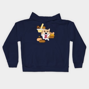 Bread Basket Corgi Kids Hoodie